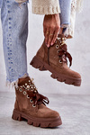 Suede Warm Boots With Pearls Brown Roco 