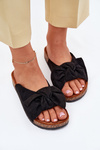 Women's Cork Sole Sandals With Bow Black Seressa