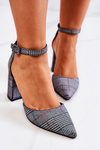 Women's Pumps On Heel checkered Black and white Harye 
