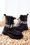 Children's Boots With Chain Black Moci