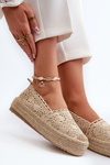 Women's Lace Platform Espadrilles Beige Elarose