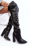 Women's High Boots Over The Knee On Heel Black Jeine