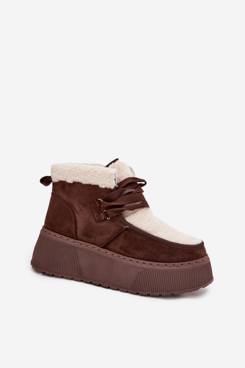 Women's snow boots on platform with fur brown Florivelle