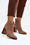 Leather suede women's ankle boots with heel lined beige Zivella