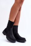 High Quilted Ankle Boots Slip-on Nubuck Black Milca