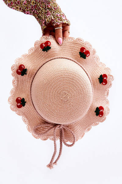 Children's Hat With Cherries Pink