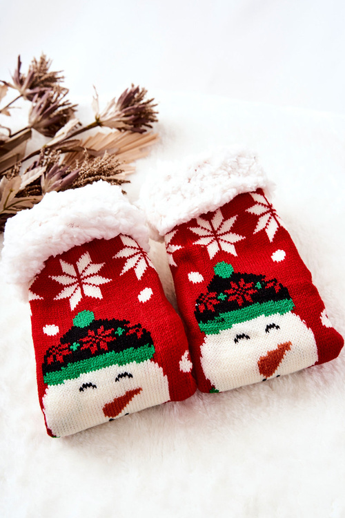 Long Socks Christmas Pattern Snowman Red