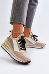Women's Wedge Sneakers with Platform and Brocade Golden Rafani