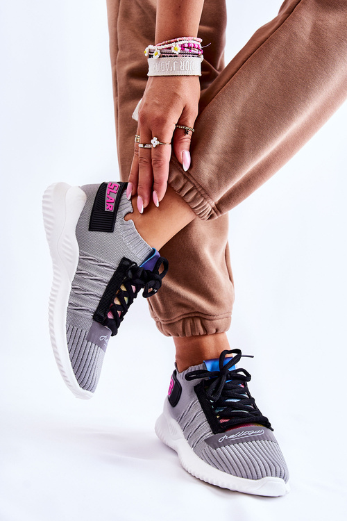Sportowe Buty Sneakersy Damskie Wsuwane Szare Klayra