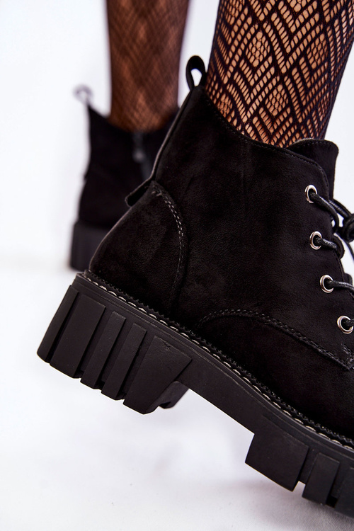 Suede Warm Lace-Up Boots Black Bjorg