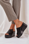 Platform And Wedge Sandals Eco Leather Black Eridoria