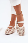 Perforated Ballerinas With Strap Beige Orphali