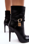 Women's Heeled Boots with Straps Black Casulle