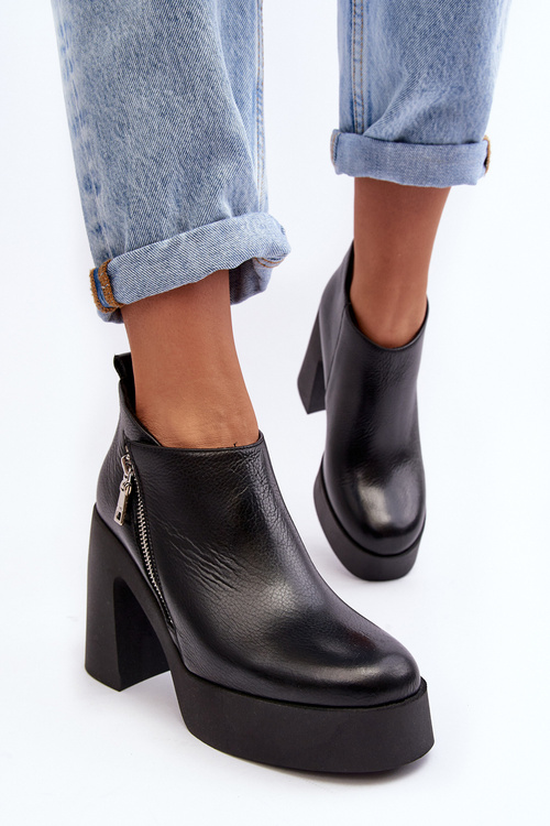 Women's Boots On Massive Heel With Zipper 1755 Zazoo Black
