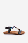 Women's Flat Sandals With Woven Straps And Embellishments Artiker Black 54C1331