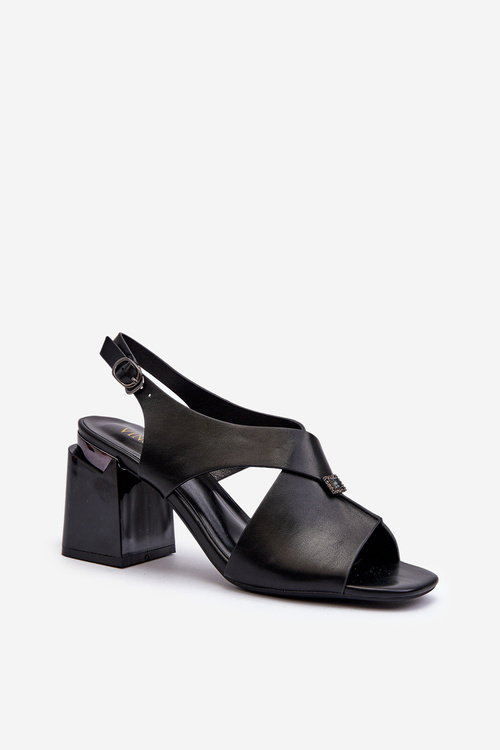 Elegant Women's High Heel Sandals in Black Eco Leather Asellesa