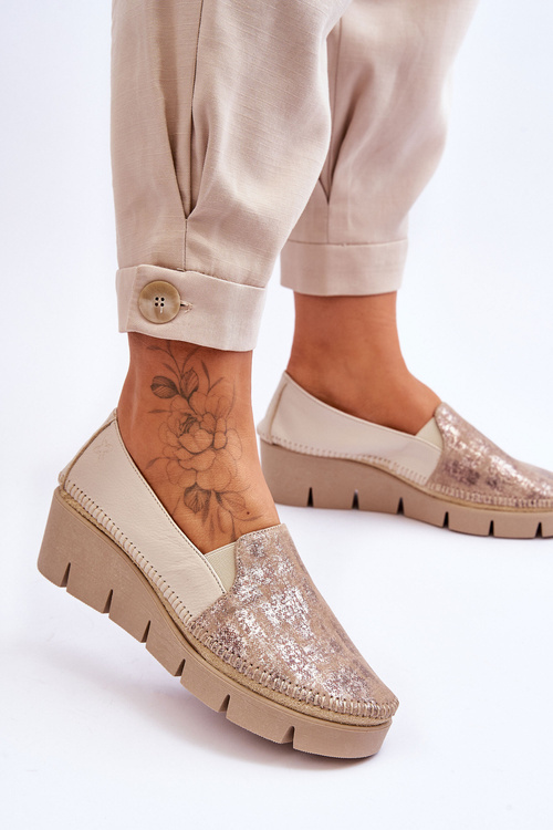 Leather Wedge Sneakers Maciejka 5814A-10 Beige