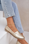 Espadryle Damskie Eleganckie Skóra Naturalna Złote Zazoo 10177