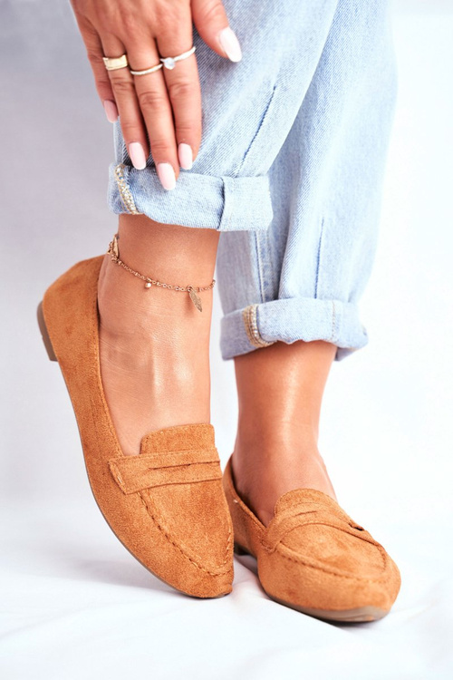 Women's Suede Moccasins CH-1M6 Camel Laveria