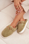 Furry slippers with bow green Minella