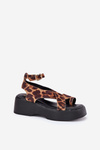 Women's Platform And Wedge Sandals In Leopard Print Brown Tenzorus