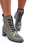 Lacquered Lace-Up Boots on Heel MR870-15 SBarski MR870-15 Light Gray