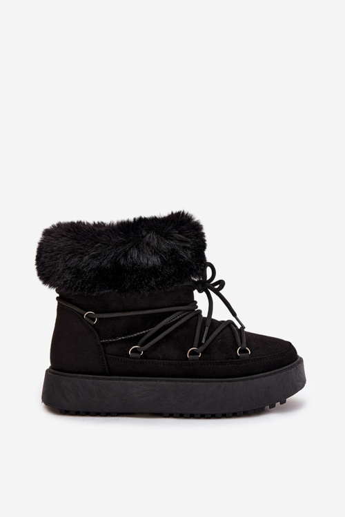 Snow boots with fur and laces Black Sarivie