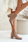 Eco Suede Ankle Boots With Zipper Dark Beige Sairis