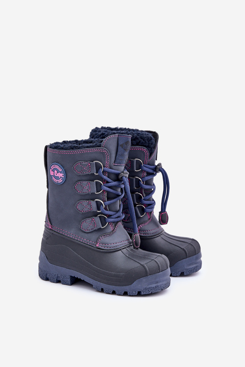High Warm Children's Snow Boots With Drawstring Navy Lee Cooper LCJ-24-44-2843K