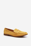 Suede Loafers With Ornament Yellow Eleina 