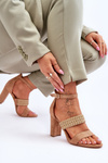 Suede Sandal With Braided Heel Strap Camel Roselia 