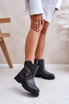 Leather Women Boots Flat Heel Black Lewski 3610