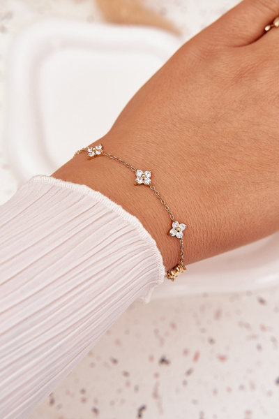 Bracelet With Flowers Surgical Steel Gold