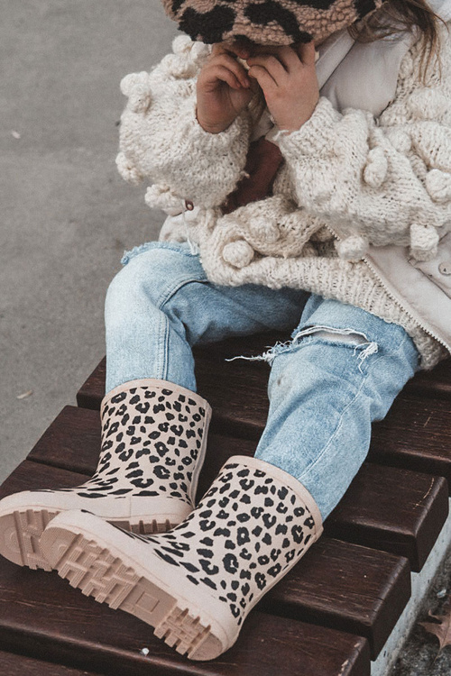 Children's Galoshes With Leopard Pattern Beige Nanny