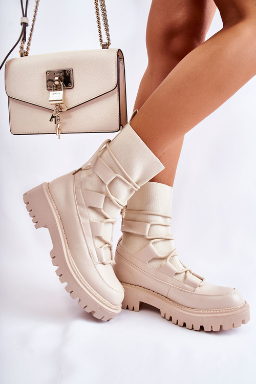 Women's Boots Workers With A Sock Beige Fallor