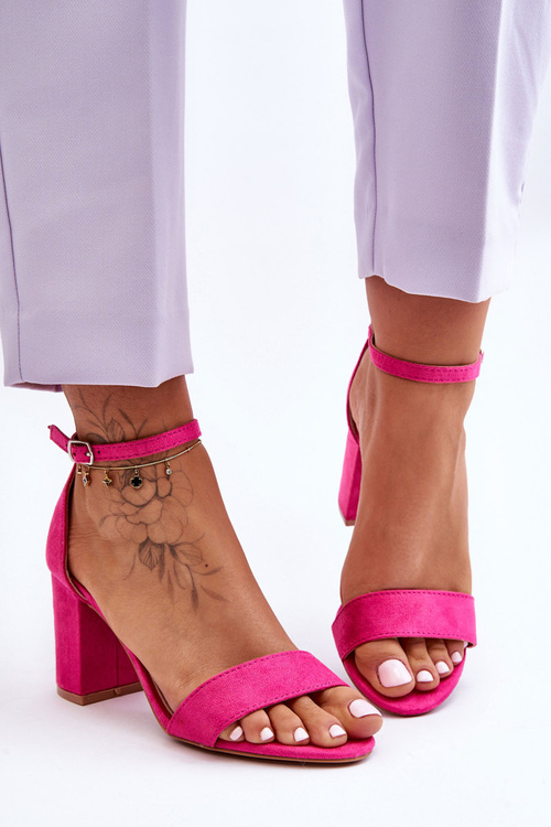 Suede High Heel Sandals Fuchsia Madame