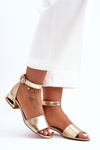 Leather Sandals on Gold Heel Laura Messi 2143 Gold