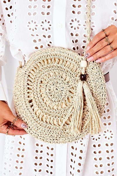 Braided Round Bag BRUNO ROSSI Beige