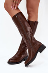 Women's Officer Boots With Low Heel Insulated Brown Averna