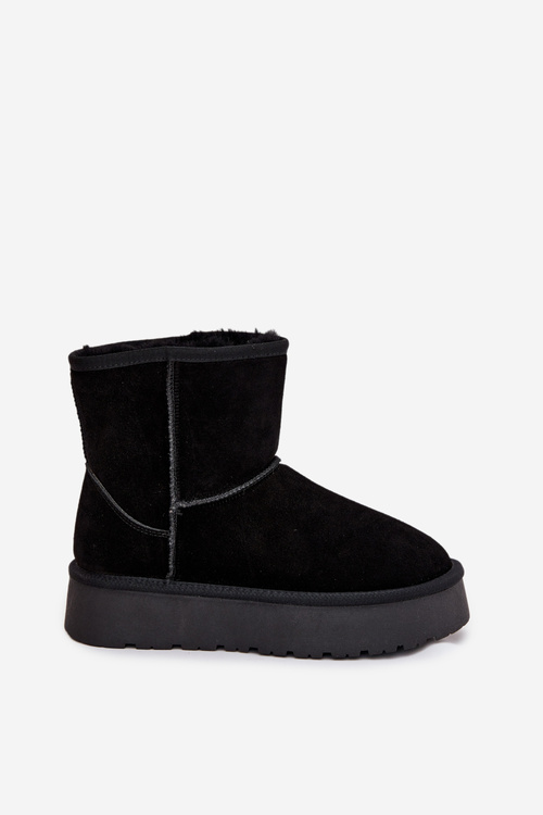 Women's Snow Boots Made of Genuine Suede on Platform Black Privine