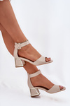 Beige Heeled Sandals for Women Zennia