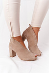 Suede Boots On A Post With A Cut-out Exquisite 1243 Beige