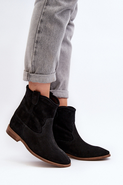 Zazoo 2326 Suede Women's Slip-On Boots Black