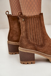 Women's Heeled Boots Made Of Eco Suede Insulated Brown Nevitas