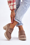 Arabell Suede Chunky Heel And Platform Shoes Dark Beige