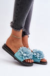 Women's Sandals Decorated with Flowers Black Cellanen