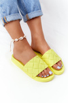 Women's Rubber Slippers Neon Yellow Let's Swim