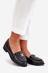 Leather Moccasins With Gold Decoration Black Laura Messi 2927