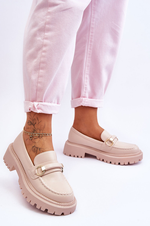Women's Loafers On A Massive Platform Beige Calypso