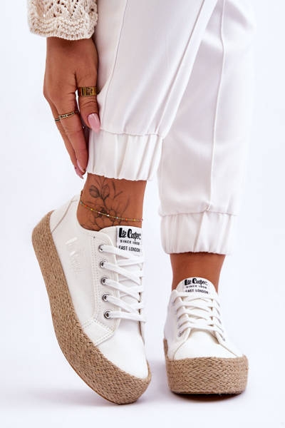 Trampki Modne Plecionka Białe Lee Cooper LCW-23-31-1796L